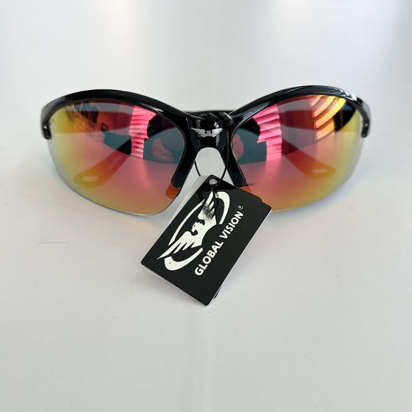 NEW Global Vision COUBKGTR Cougar Gtceh Black Frame Red Lens Safety Glasses - Picture 2 of 6